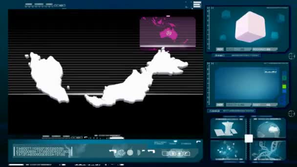 Malezja - monitor komputerowy - niebieski — Wideo stockowe