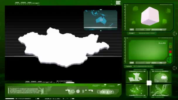 Монголия - монитор компьютера - зеленый — стоковое видео