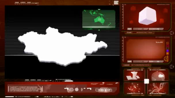 Mongolië - computermonitor - rood — Stockvideo
