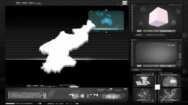 Noord-korea - computermonitor - zwart — Stockvideo