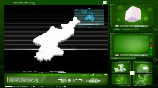 Северная Корея - монитор компьютера - зеленый — стоковое видео