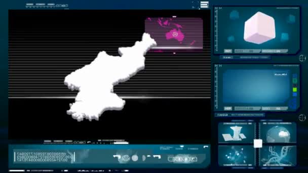 Corea del Norte - monitor de ordenador - azul — Vídeo de stock