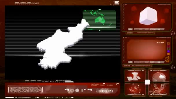 Coreia do Norte - monitor de computador - vermelho — Vídeo de Stock