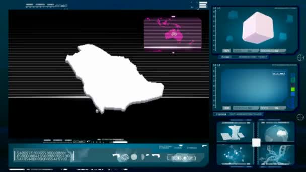 Saudi Arabia - computer monitor - blue — Stock Video