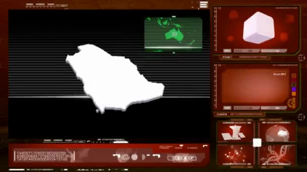 Саудівська Аравія - монітор комп'ютера - червоний — стокове відео