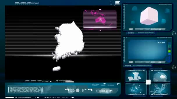 Sydkorea - datorskärm - blå — Stockvideo