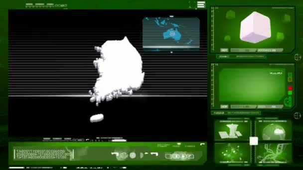 Coreia do Sul - monitor de computador - verde — Vídeo de Stock