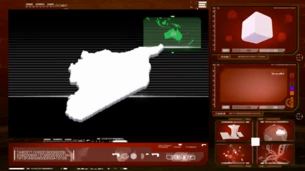 Syria - computer monitor - red — Stock Video