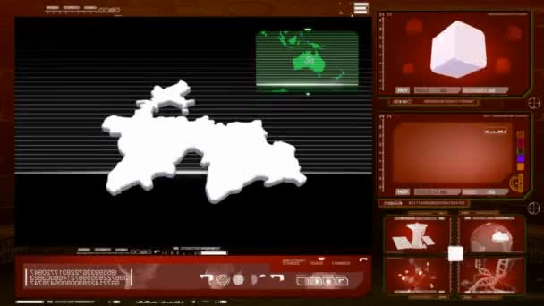 Tadzjikistan - computermonitor - rood — Stockvideo