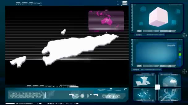 Timor-Leste - monitor de computador - azul — Vídeo de Stock