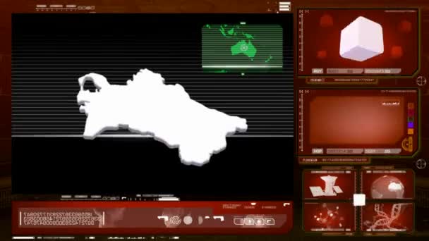 Turkmenistán - monitor de ordenador - rojo — Vídeos de Stock