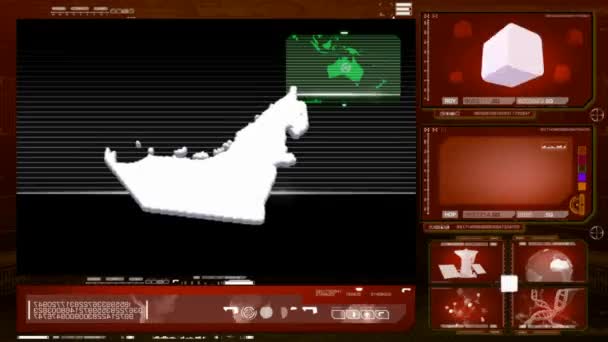 Verenigde Arabische Emiraten - computermonitor - rood — Stockvideo