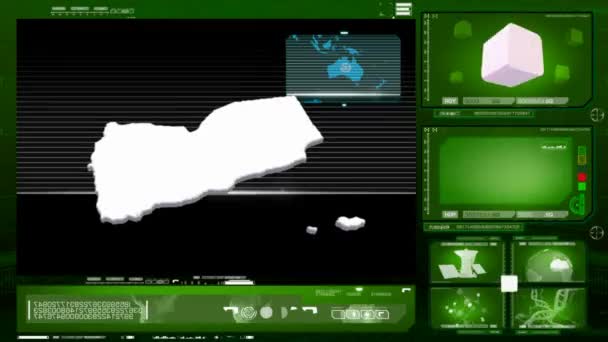 Iémen - monitor de computador - verde — Vídeo de Stock