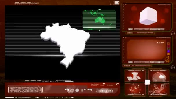 Brasil - monitor de computador - vermelho 0 — Vídeo de Stock