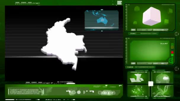 Kolumbien - Computermonitor - grün 0 — Stockvideo