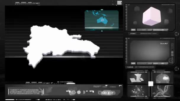 Доминиканская республика - монитор компьютера - черный 0 — стоковое видео