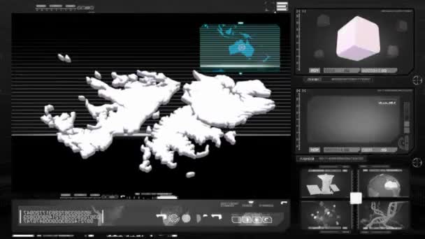 フォークランド諸島 - コンピューター モニター - ブラック 0 — ストック動画