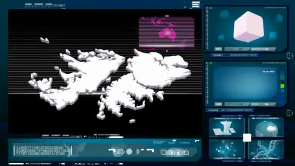Фолклендські острови - комп'ютерний монітор - синій 0 — стокове відео