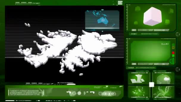 Falklandské ostrovy - počítačový monitor - zelená 0 — Stock video