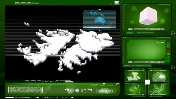 Ilhas Falkland - monitor informático - verde 0 — Vídeo de Stock