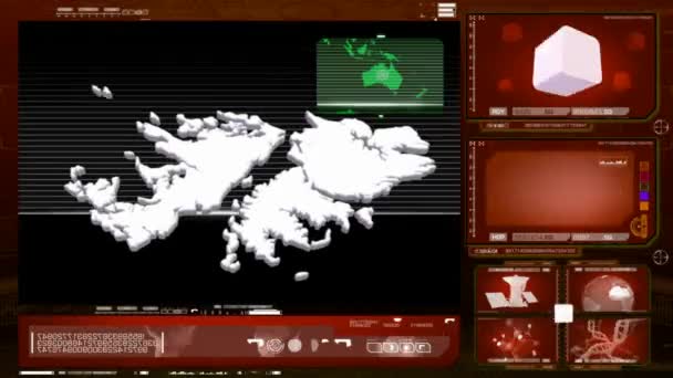 Фолклендські острови - комп'ютерний монітор - червоний 0 — стокове відео
