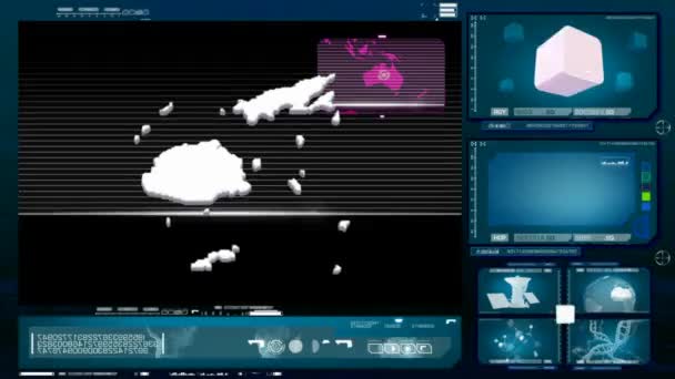 Fidżi - monitor komputerowy - niebieski 0 — Wideo stockowe