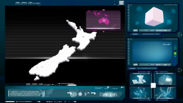 Nový Zéland - počítačový monitor - modrá 0 — Stock video