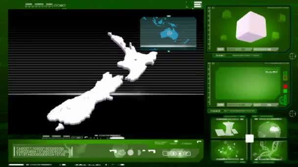 Nova Zelândia - monitor de computador - verde 0 — Vídeo de Stock