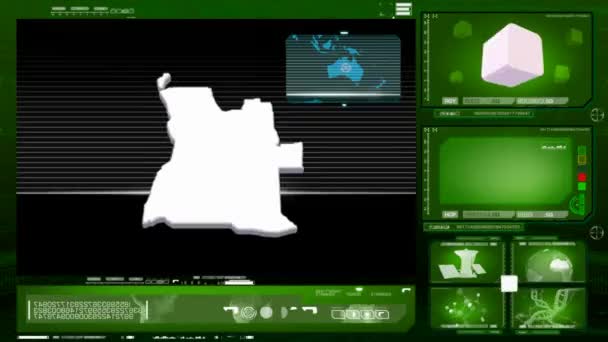 Ангола - монитор компьютера - зеленый 0 — стоковое видео