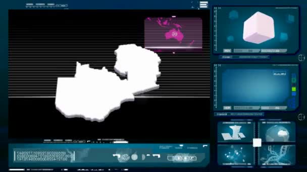 Zambia - monitor komputerowy - niebieski 0 — Wideo stockowe