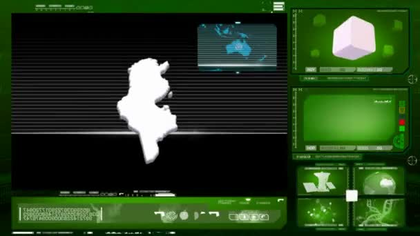 Tunisia - monitor de computador - verde 0 — Vídeo de Stock