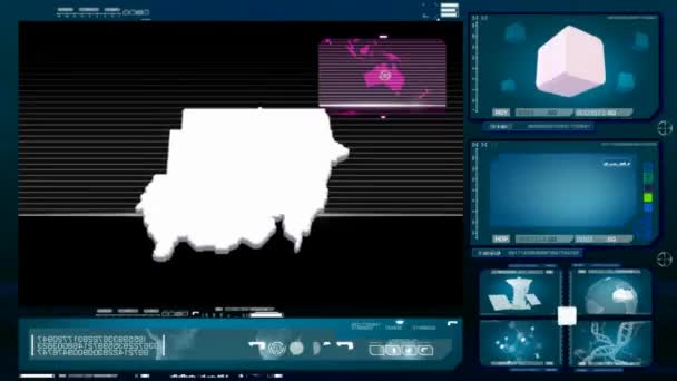Sudan - monitor de computador - azul 0 — Vídeo de Stock
