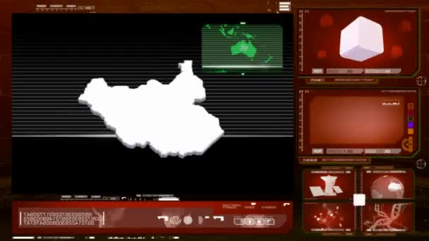 Dél-Szudán - számítógép-monitor - piros 0 — Stock videók