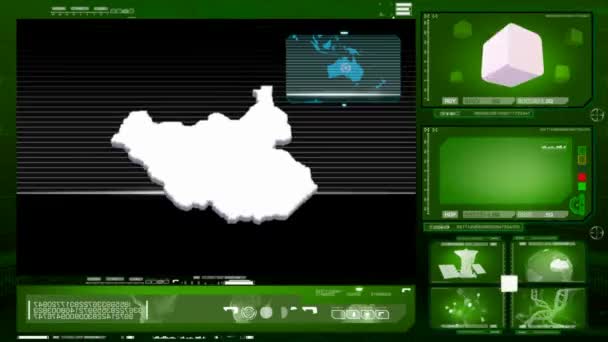 Jižní Súdán - počítačový monitor - zelená 0 — Stock video