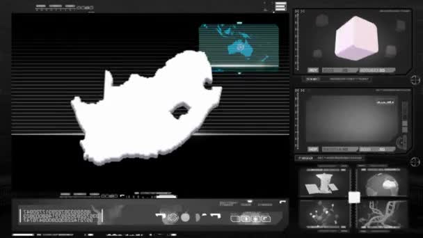Sydafrika - datorskärm - svart 0 — Stockvideo