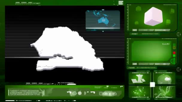 Сенегал - монитор компьютера - зеленый 0 — стоковое видео