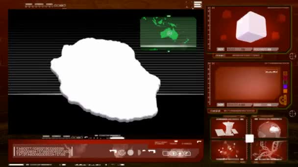 Insel Réunion - Computermonitor - rot 0 — Stockvideo