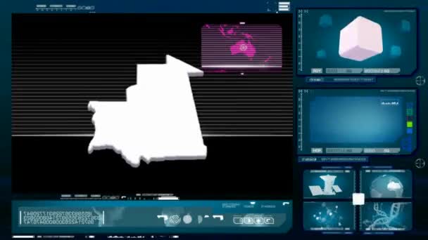 Mauritania - monitor de computador - azul 0 — Vídeo de Stock