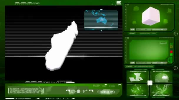 马达加斯加-电脑显示器-绿色 0 — 图库视频影像