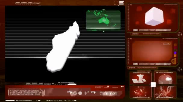 Madagascar - монитор компьютера - красный 0 — стоковое видео