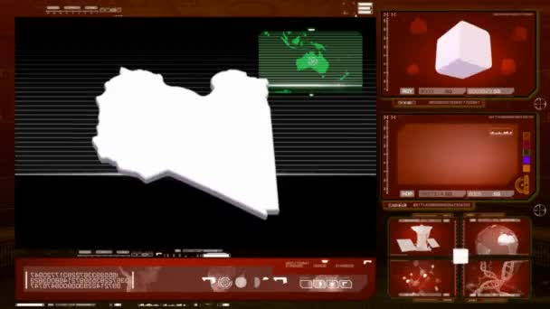 Libyen - datorskärm - röd 0 — Stockvideo