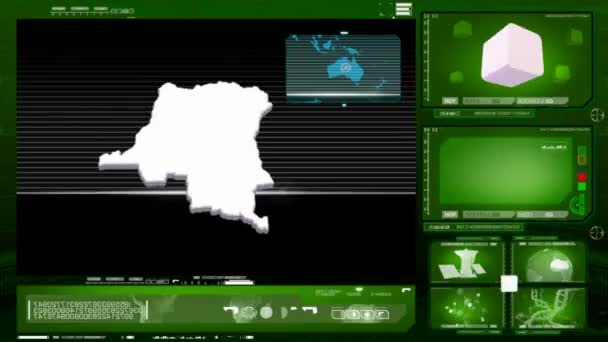 Demokratická republika Kongo - počítačový monitor - zelená 0 — Stock video