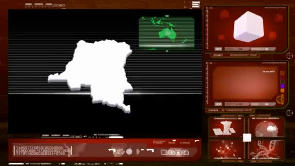 Democratic republic of the congo - computer monitor - red 0 — Stock Video