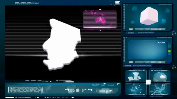 Tchad - datorskärm - blå 0 — Stockvideo