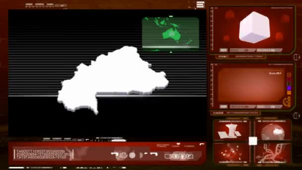 Burkina faso - computer monitor - red 0 — Stock Video