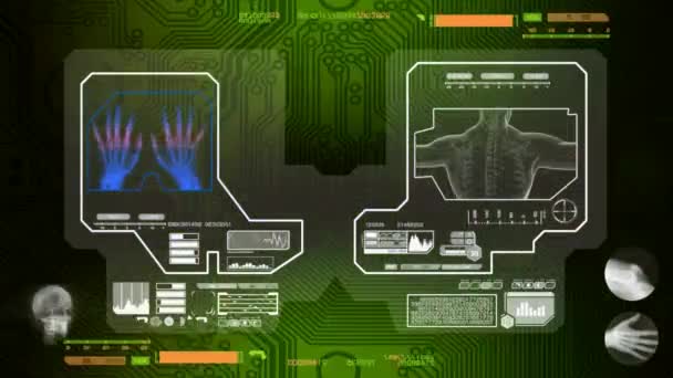 Руки - скановані програмним забезпеченням - зелений — стокове відео