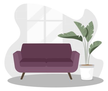 Oda kısmı tasarım illüstrasyonu. - Dairenin içi. Düz vektör illüstrasyonu