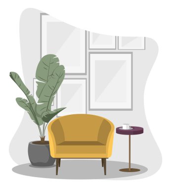 Oda kısmı tasarım illüstrasyonu. - Dairenin içi. Düz vektör illüstrasyonu