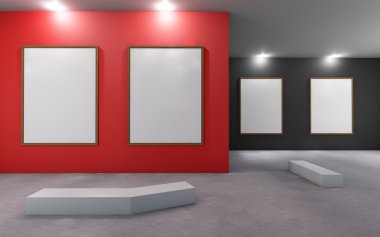 Galeri Müzesi ile boş afişini kırmızı ve siyah duvar