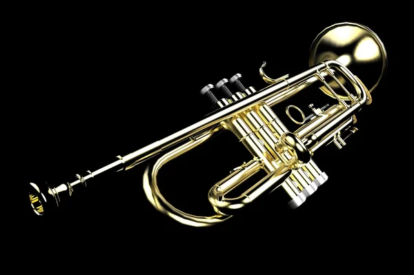 Trumpeta Close-up nízké klíč — Stock fotografie